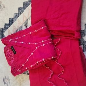Vibrant fuchsia Shalower Kamiz Chiffon Dupatta Set Small Size/bust 34